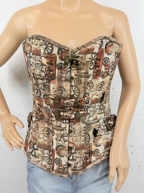 Corsetdeal size 28 (31-32”) Brown Tan Distressed Steampunk Corset